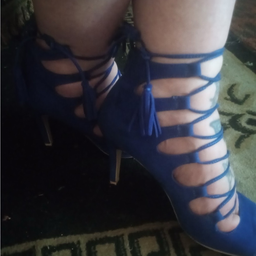 Blue Strappy Heeled Sandals